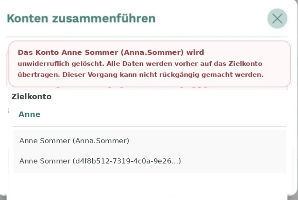 Zielkonto auswählen